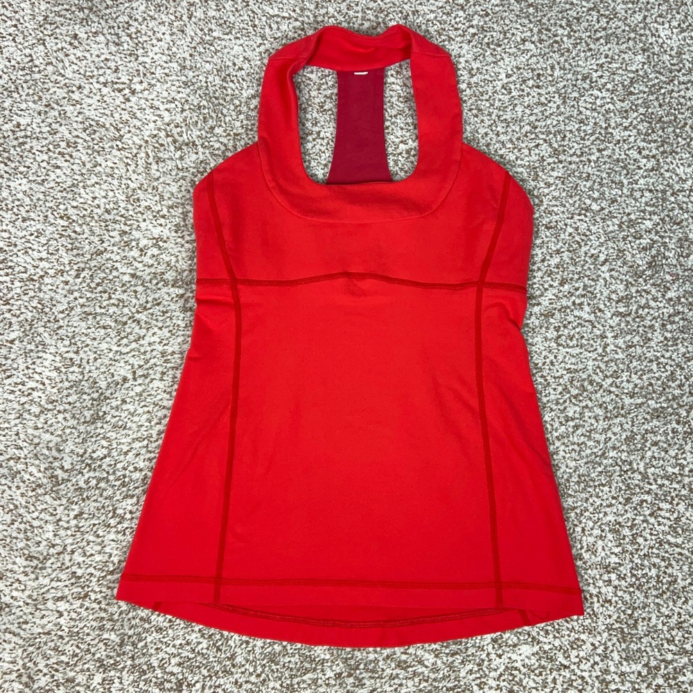Lululemon Tank Top Womens 8 Red Gym Activewear Racerback Built In Bra Workout